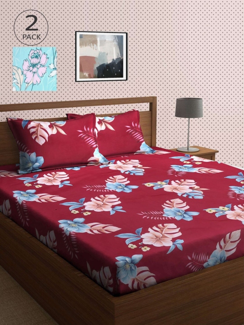 

KLOTTHE Pack Of 2 210 TC Cotton 2 King Bedsheet with 4 Pillow Covers, Multi