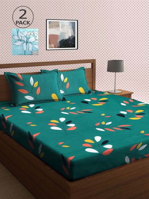 

KLOTTHE Set of 2 210 TC Multi Printed Cotton Double Bedsheet with 2 Pillow Covers