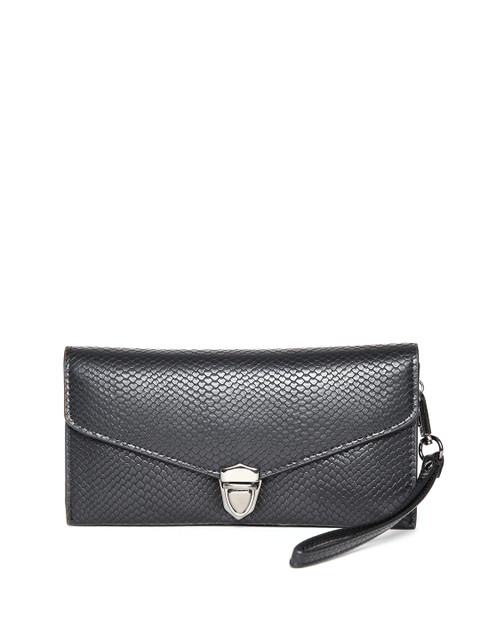 

Lino Perros Women Black Snakeskin Textured Wallet