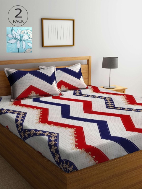 

KLOTTHE Multi 210 TC 2 King Bedsheet with 4 Pillow Covers, Blue