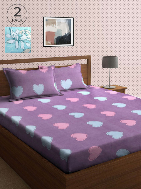 

KLOTTHE Multicoloured Printed 210 TC 2 King Bedsheet with 4 Pillow Covers, Multi
