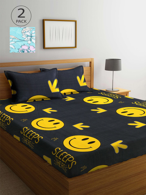 

KLOTTHE Pack Of 2 210 TC Cotton 2 King Bedsheet with 4 Pillow Covers, Multi