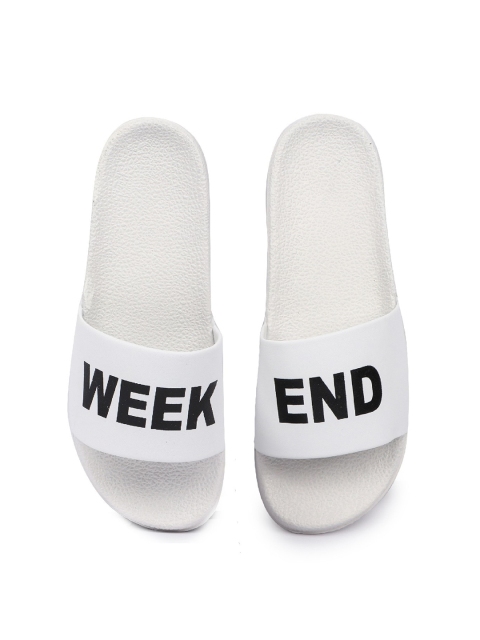 

PERY PAO Men White & Black Rubber Sliders