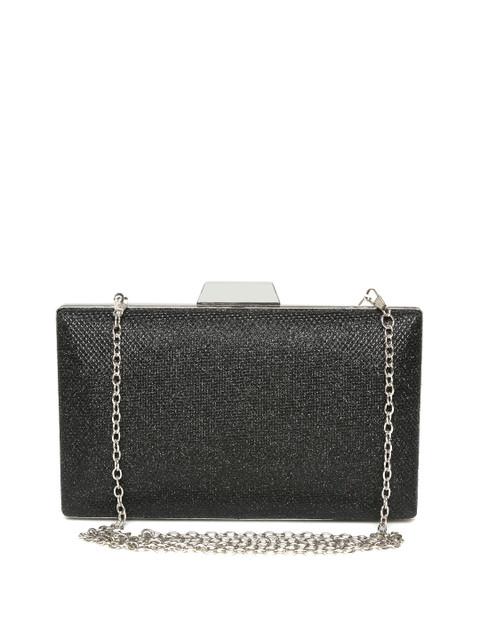 

Lino Perros Black Shimmer Box Clutch with Chain Strap