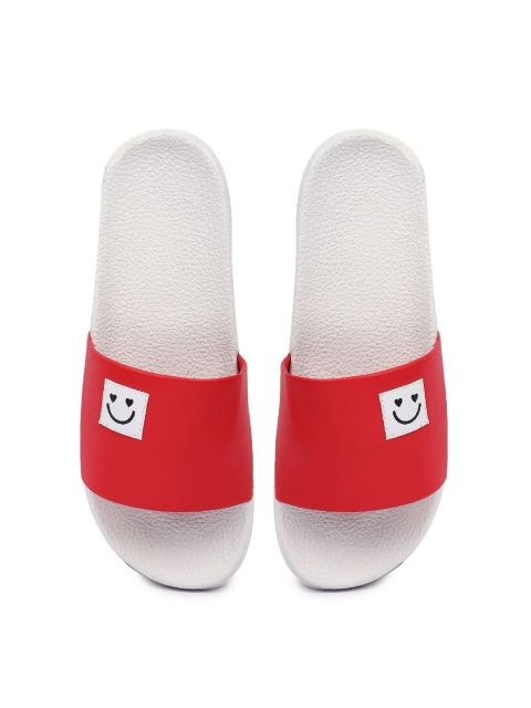 

PERY PAO Men Red & White Solid Sliders
