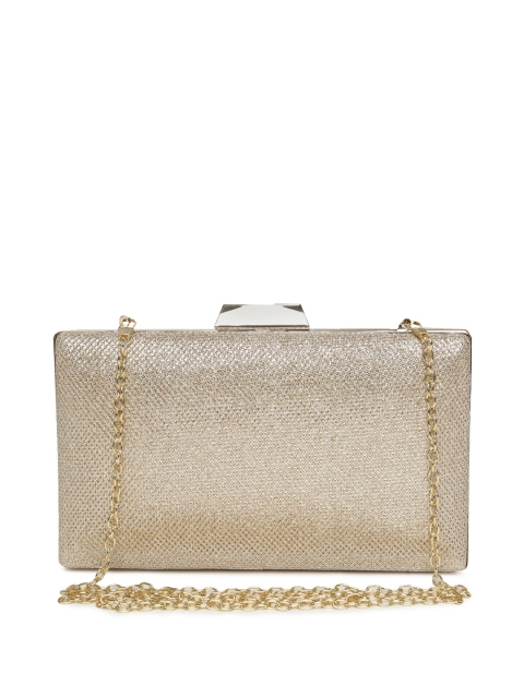 

Lino Perros Muted Gold-Toned Shimmer Box Clutch with Chain Strap