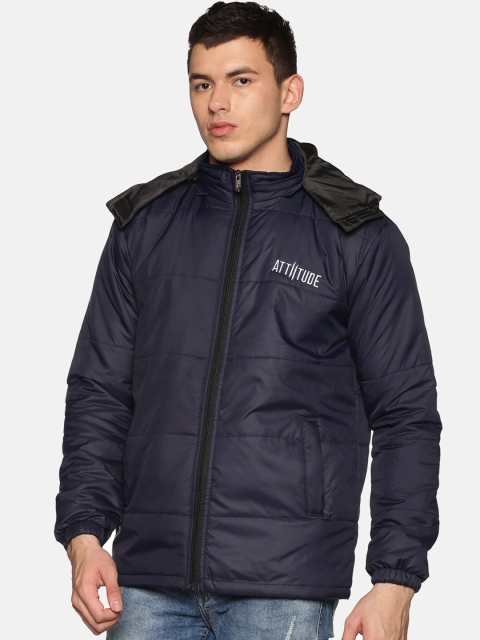 

ATTIITUDE Men Navy Blue Longline Padded Jacket
