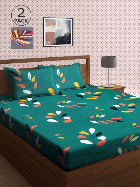 

KLOTTHE Multicoloured Floral 210 TC 2 King Bedsheet with 4 Pillow Covers, Multi