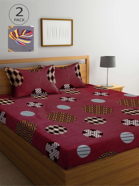 

KLOTTHE Multi Geometric 210 TC 2 King Bedsheet with 4 Pillow Covers, Grey