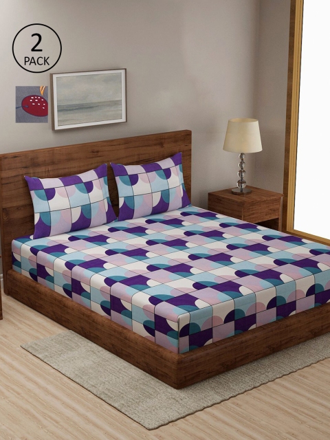 

KLOTTHE Multi Geometric 210 TC 2 King Bedsheet with 4 Pillow Covers, Grey