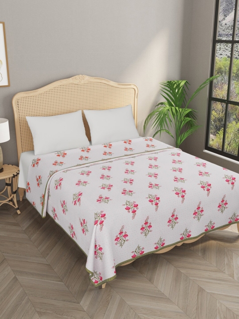 

Gulaab Jaipur White & Pink Floral AC Room 350 GSM Double Bed Dohar