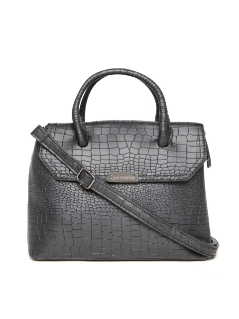 

Lino Perros Black Croc Textured Handbag with Sling Strap