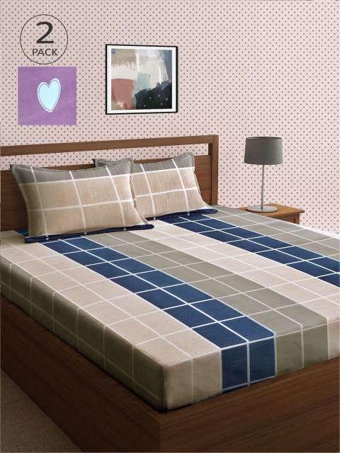 

KLOTTHE Multicoloured Geometric 210 TC 2 King Bedsheet with 4 Pillow Covers, Multi