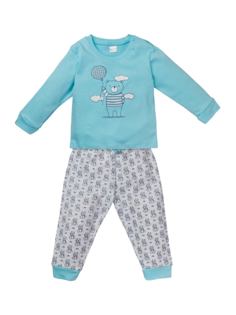 

Montello Kids Blue & White Printed Night suit
