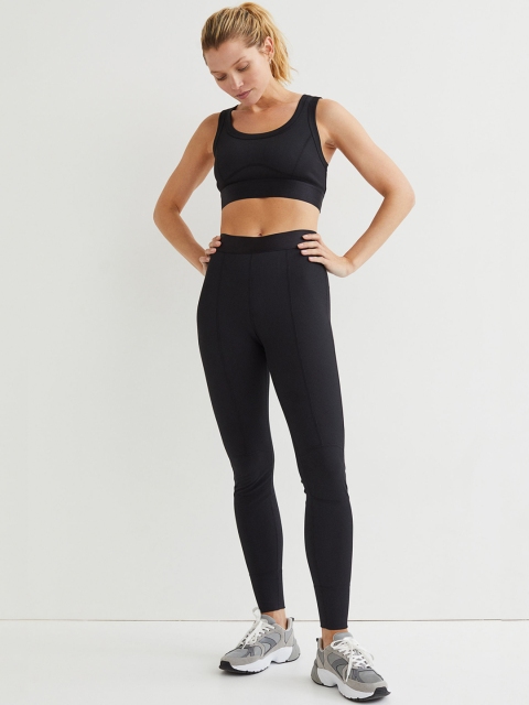 

H&M Women Black Ribbed Sports Tights