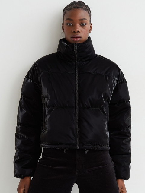 

H&M Women Black Solid Short Puffer Jacket