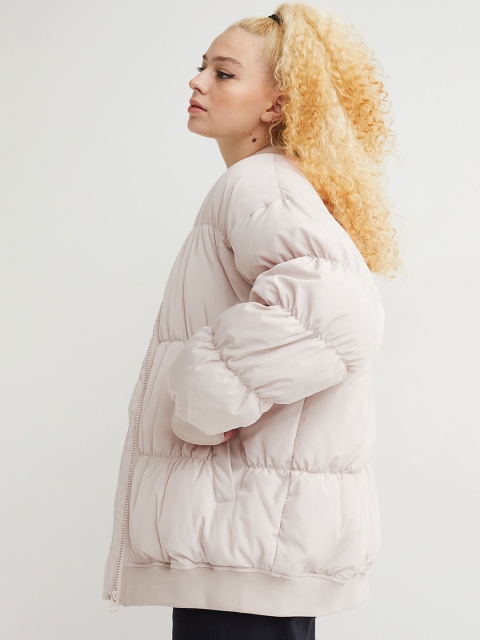 

H&M Women Beige Oversized Bomber Padded Jacket