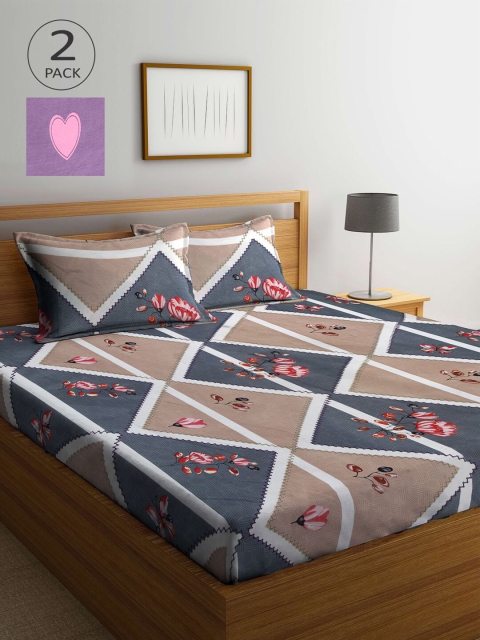 

KLOTTHE Multicoloured Geometric 210 TC 2 King Bedsheet with 4 Pillow Covers, Multi