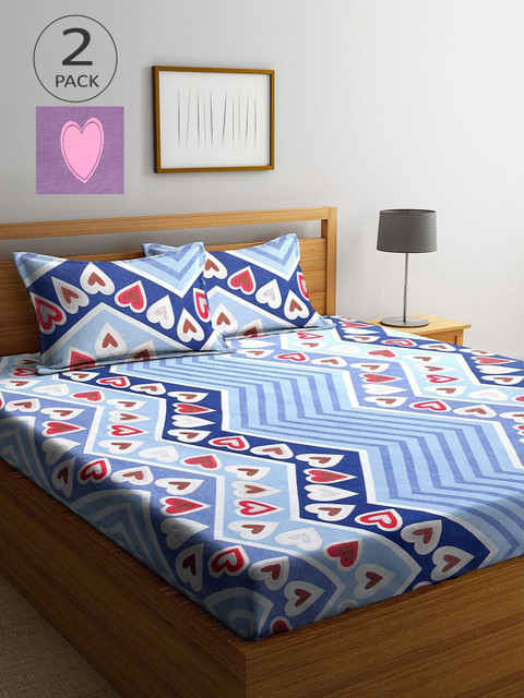 

KLOTTHE Multicoloured Printed 210 TC 2 King Bedsheet with 4 Pillow Covers, Multi