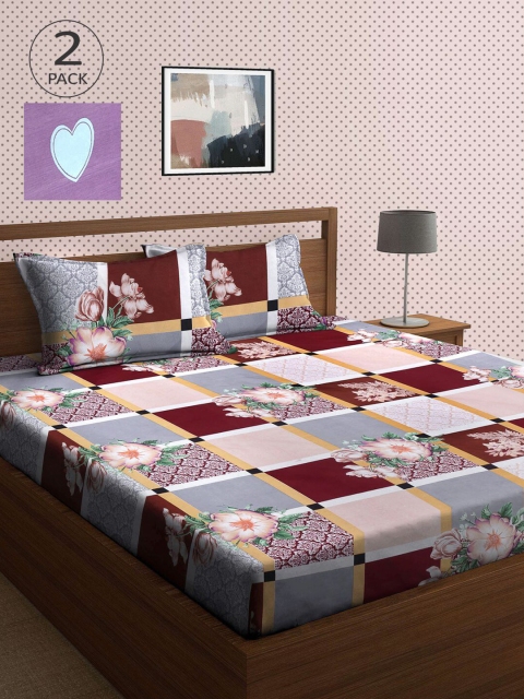 

KLOTTHE Multicoloured Printed 210 TC 2 King Bedsheet with 4 Pillow Covers, Multi
