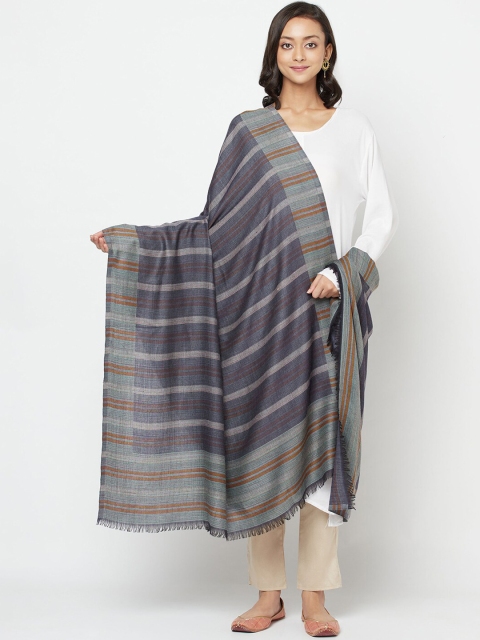 

Fabindia Women Blue & Grey Woven Design Pure Wool Shawl