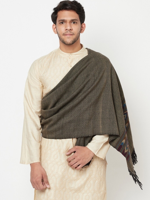 

Fabindia Men Charcoal Black Woven Design Pure Wool Shawl