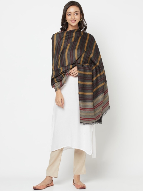 

Fabindia Women Grey & Black Woven Design Pure Wool Shawl