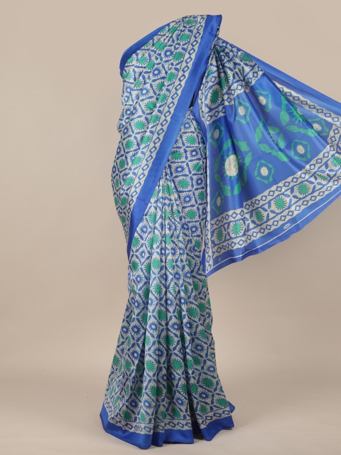 

Pothys Blue & Green Ethnic Motifs Saree