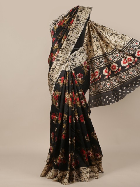 

Pothys Women Black Printed Cotton Blend Saree