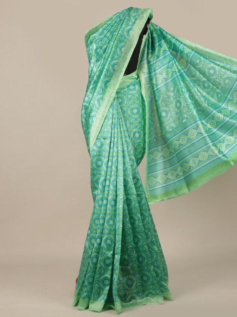 

Pothys Green & Blue Bandhani Saree
