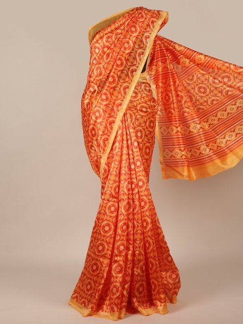 

Pothys Orange & Red Cotton Blend Saree