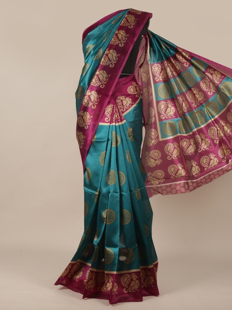 

Pothys Green & Pink Ethnic Motifs Saree