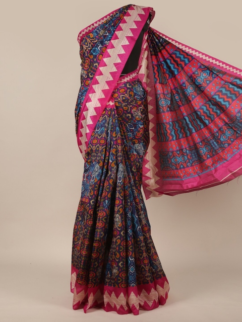 

Pothys Blue & Pink Paisley Printed Saree