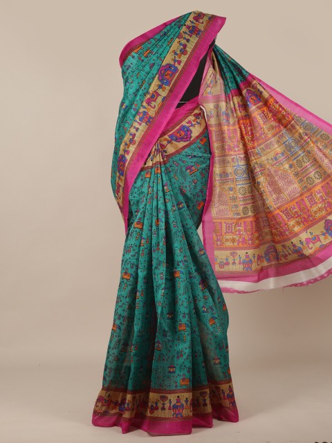 

Pothys Green & Beige Ethnic Motifs Saree
