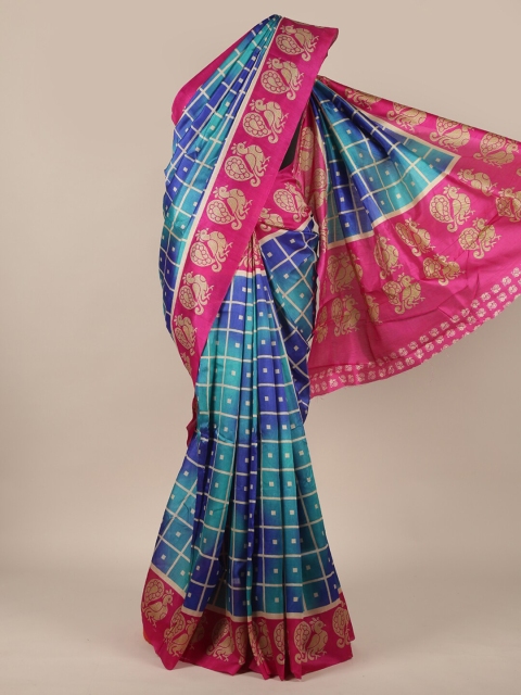 

Pothys Blue & Green Printed Saree