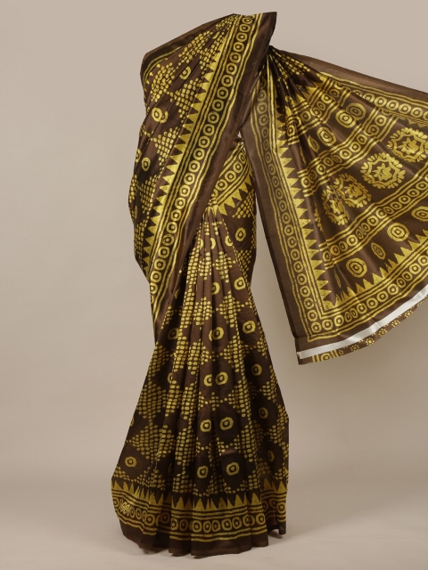 

Pothys Brown & Yellow Printed Saree