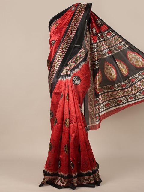 

Pothys Red & Black Batik Printed Cotton Blend Saree