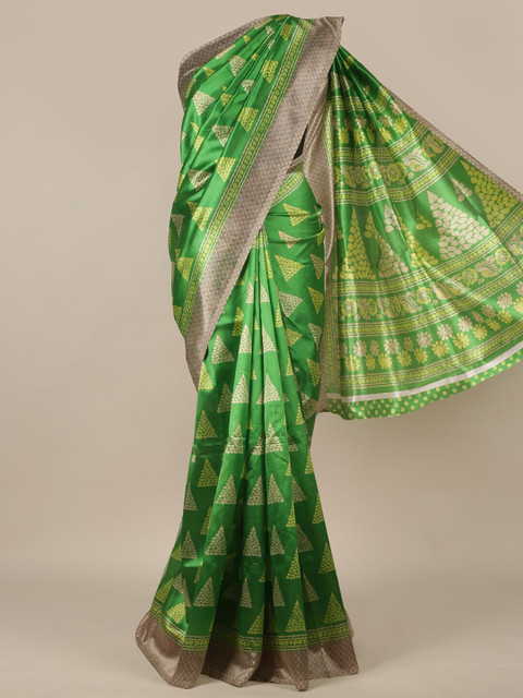 

Pothys Green & Beige Cotton Blend Saree