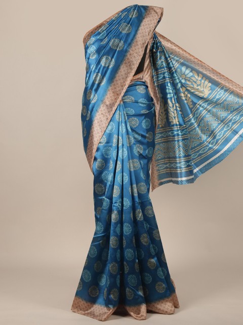 

Pothys Blue & Brown Ethnic Motifs Saree