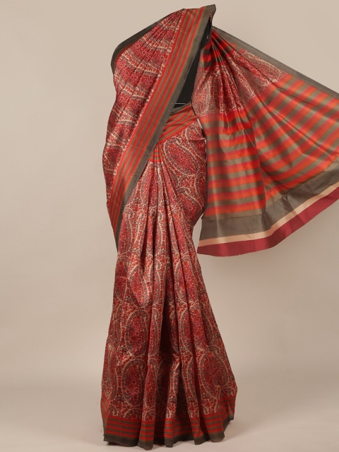 

Pothys Red & Beige Paisley Printed Saree