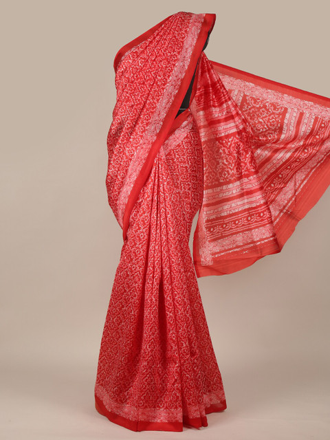 

Pothys Red & White Floral Printed Saree