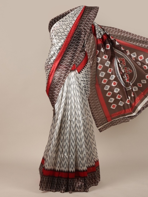 

Pothys Off White & Grey Chevron Printed Saree