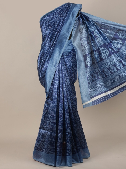 

Pothys Women Blue Printed Cotton Blend Saree