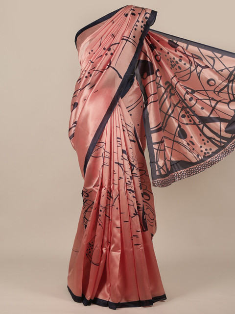 

Pothys Peach-Coloured & Black Printed Saree