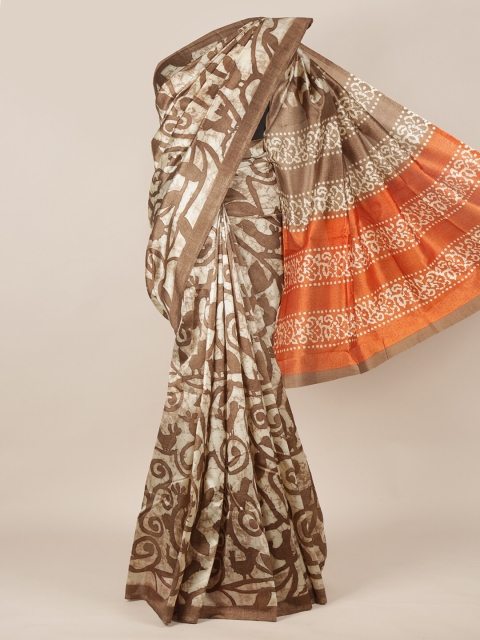

Pothys Brown & Beige Floral Saree