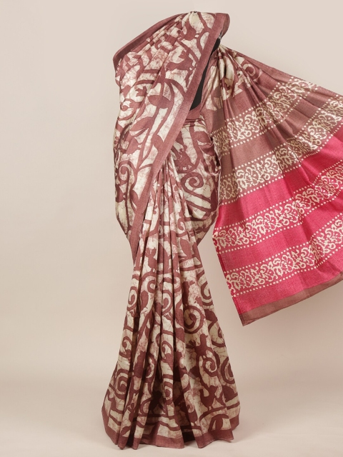 

Pothys Mauve & Beige Floral Printed Saree