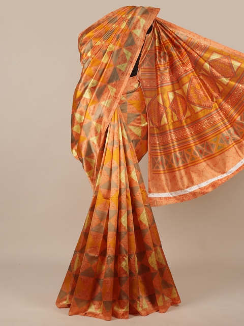 

Pothys Peach-Coloured & Yellow Printed Saree