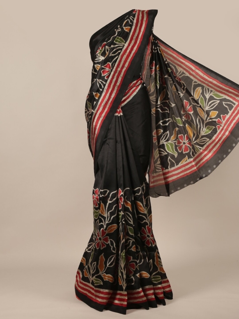 

Pothys Black & Red Floral Printed Saree