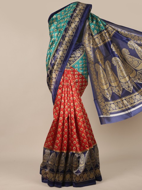 

Pothys Green & Blue Floral Saree