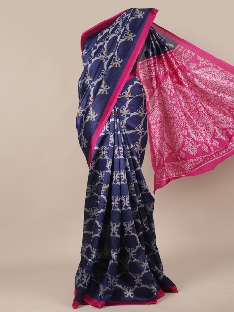 

Pothys Blue & Grey Ethnic Motifs Printed Saree